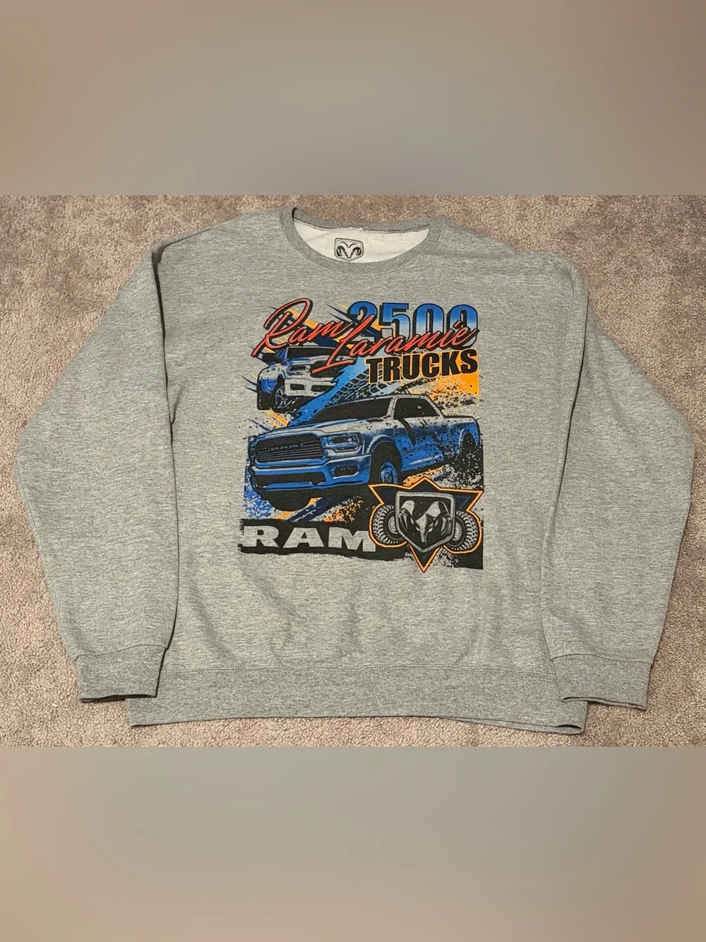 Dodge Ram 2500 Laramie Trucks Size Large Pullover Gray Long Sleeve Sweatshirt